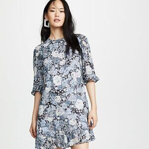 GANNI Elm Printed Georgette Mini Dress
